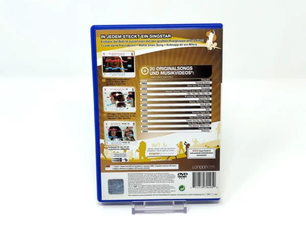 Parte trasera de SingStar ABBA (ALE) para PlayStation 2, edición PAL Alemania
