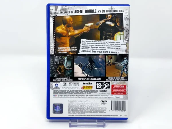 Parte trasera de Tom Clancy's Splinter Cell Double Agent (FRA) para PlayStation 2, edición PAL Francia