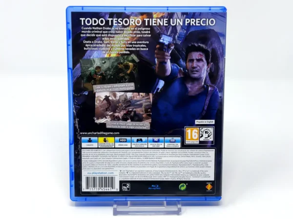 Parte trasera de Uncharted 4: El Desenlace del Ladrón (ESP) (v1) (Rebajado) para PlayStation 4, edición PAL España