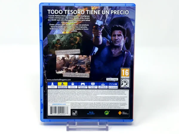 Parte trasera de Uncharted 4: El Desenlace del Ladrón (ESP) (PS Hits) para PlayStation 4, edición PAL España