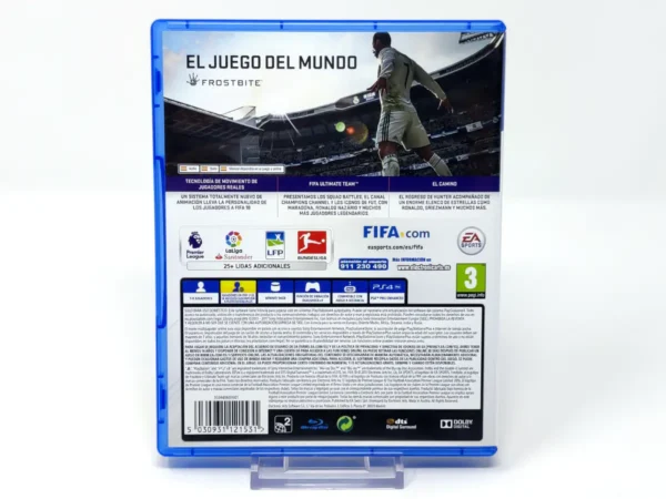 Parte trasera de FIFA 18 (ESP) para PlayStation 4, edición PAL España