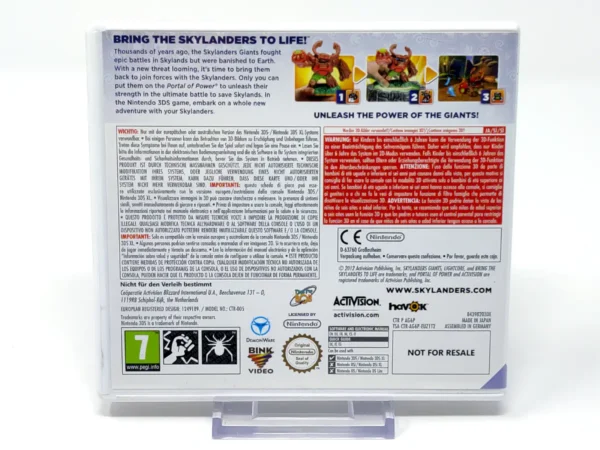 Parte trasera de Skylanders Giants (ESP) para Nintendo 3DS, edición PAL España
