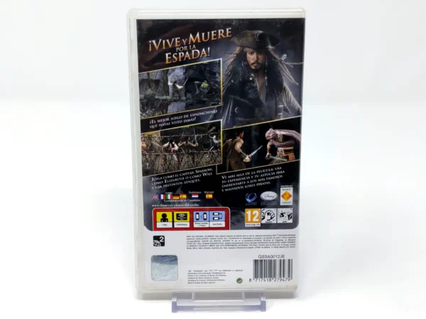 Parte trasera de Piratas del Caribe: En el fin del mundo (Essentials) (ESP) (Rebajado) para PSP, edición PAL España