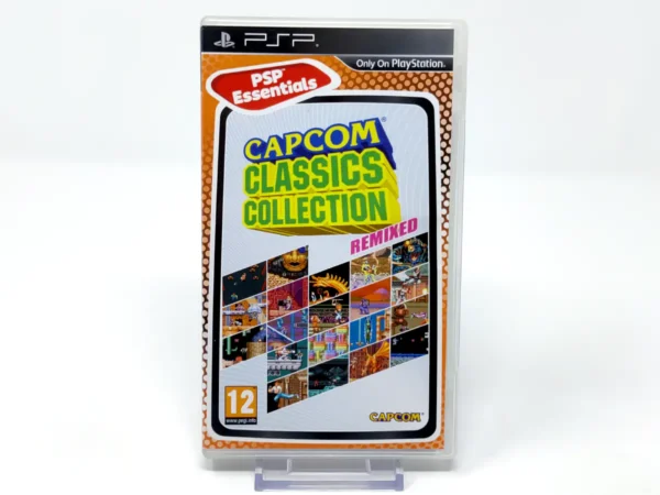 Portada de Capcom Classics Collection Remixed (Essentials) (ESP) para PSP, edición PAL España, de segunda mano