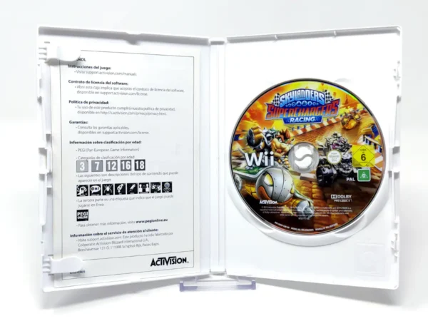Lateral de la caja de Skylanders SuperChargers Racing (ESP) para Nintendo Wii