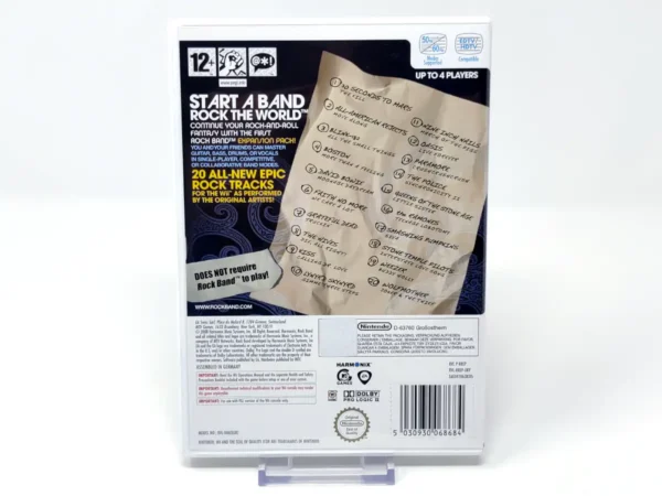 Parte trasera de Rock Band (UK) para Nintendo Wii, edición PAL UK