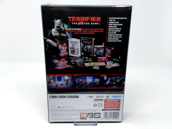 Parte trasera de Terrifier: The ARTcade Game (Edición Coleccionista) (EUR) (Precintado) para PlayStation 5, edición PAL EUR