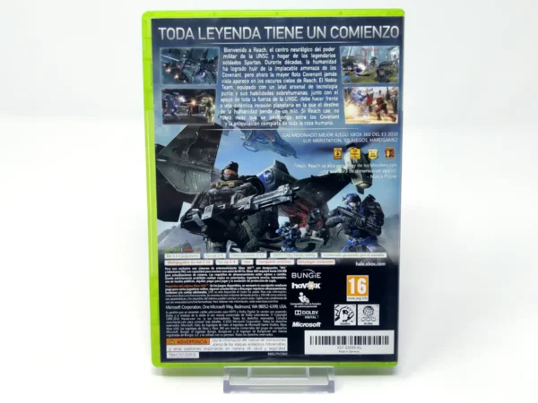 Parte trasera de Halo: Reach (ESP) para XBOX 360, edición PAL España