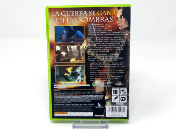 Parte trasera de Velvet Assassin (ESP) para XBOX 360, edición PAL España