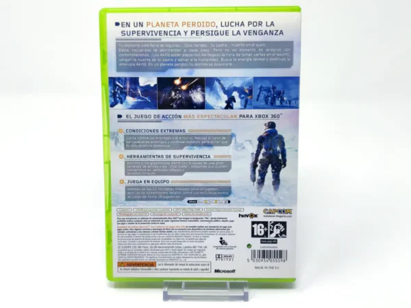 Parte trasera de Lost Planet: Extreme Condition (ESP) para XBOX 360, edición PAL España