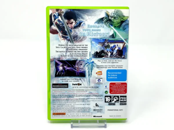 Parte trasera de SoulCalibur IV (EUR) (Promo) para XBOX 360, edición PAL EUR
