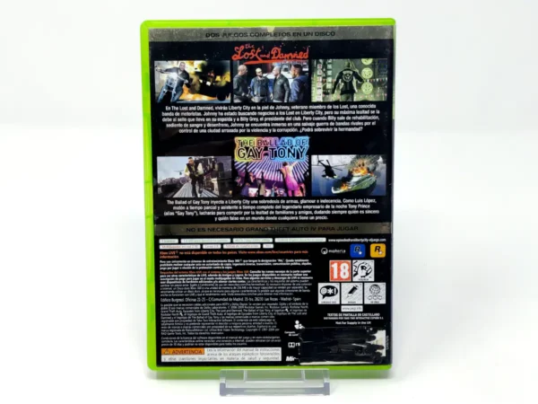 Parte trasera de Grand Theft Auto: Episodes from Liberty City (UK) (Rebajado) para XBOX 360, edición PAL España