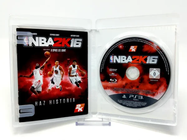 Interior del juego NBA 2K16 (ESP) para PlayStation 3 con disco y manual