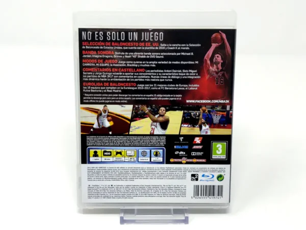 Parte trasera de NBA 2K17 (ESP) para PlayStation 3, edición PAL España