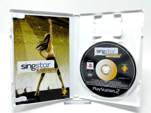 Interior del juego Singstar Legends (HOL) para PlayStation 2 con disco y manual