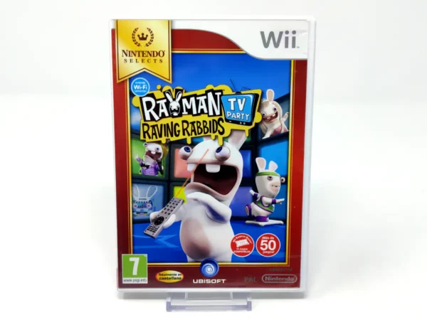 Portada de Rayman Raving Rabbids TV Party (ESP) (Selects) para Nintendo Wii, edición PAL España, de segunda mano