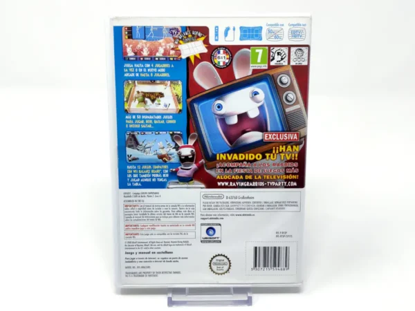 Parte trasera de Rayman Raving Rabbids TV Party (ESP) (Selects) para Nintendo Wii, edición PAL España