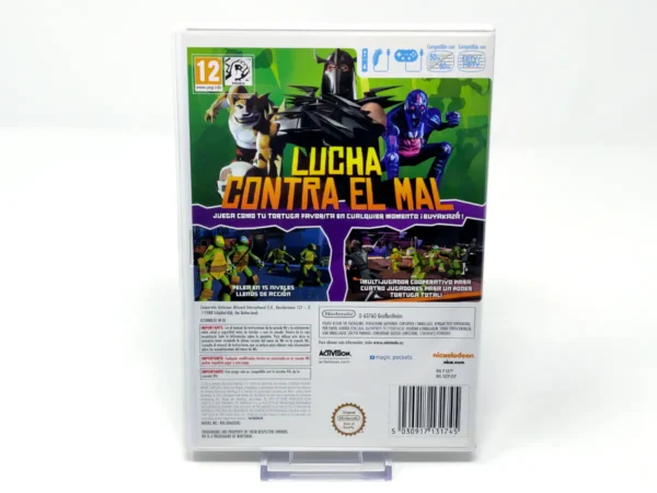 Parte trasera de Teenage Mutant Ninja Turtles Nickelodeon (ESP) para Nintendo Wii, edición PAL España