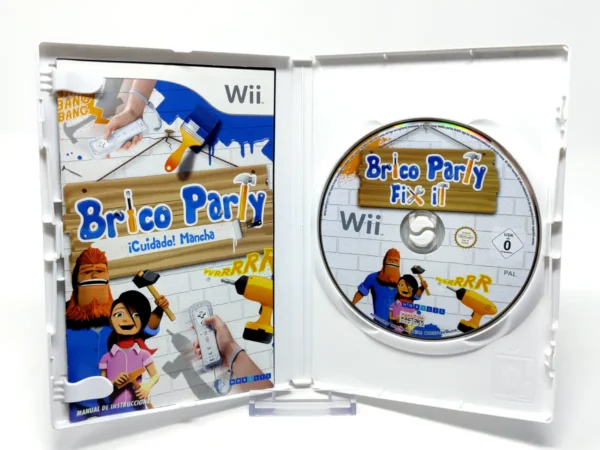 Interior del juego Brico Party (ESP) para Nintendo Wii con disco y manual