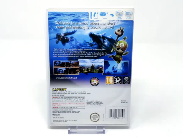 Parte trasera de Monster Hunter Tri (UK) para Nintendo Wii, edición PAL UK