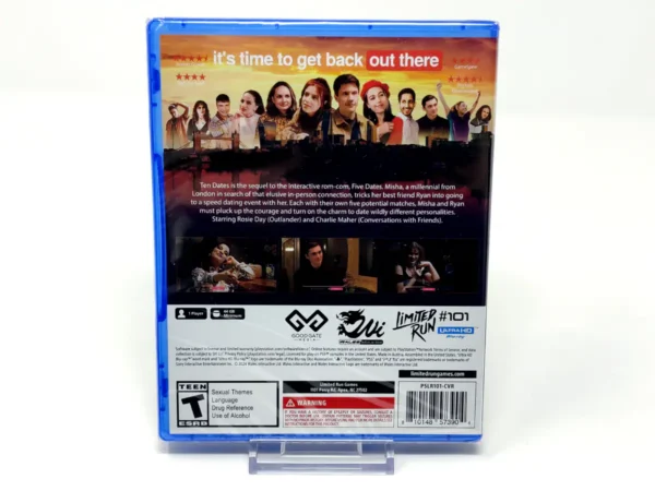 Parte trasera de Ten Dates (Limited Run) (USA) (Precintado) para PlayStation 5, edición NTSC USA