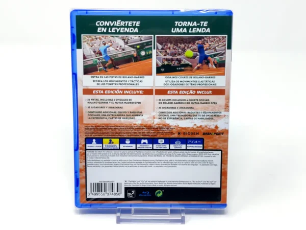 Parte trasera de Tennis World Tour (Roland-Garros Edition) (ESP) (Precintado) para PlayStation 4, edición PAL España