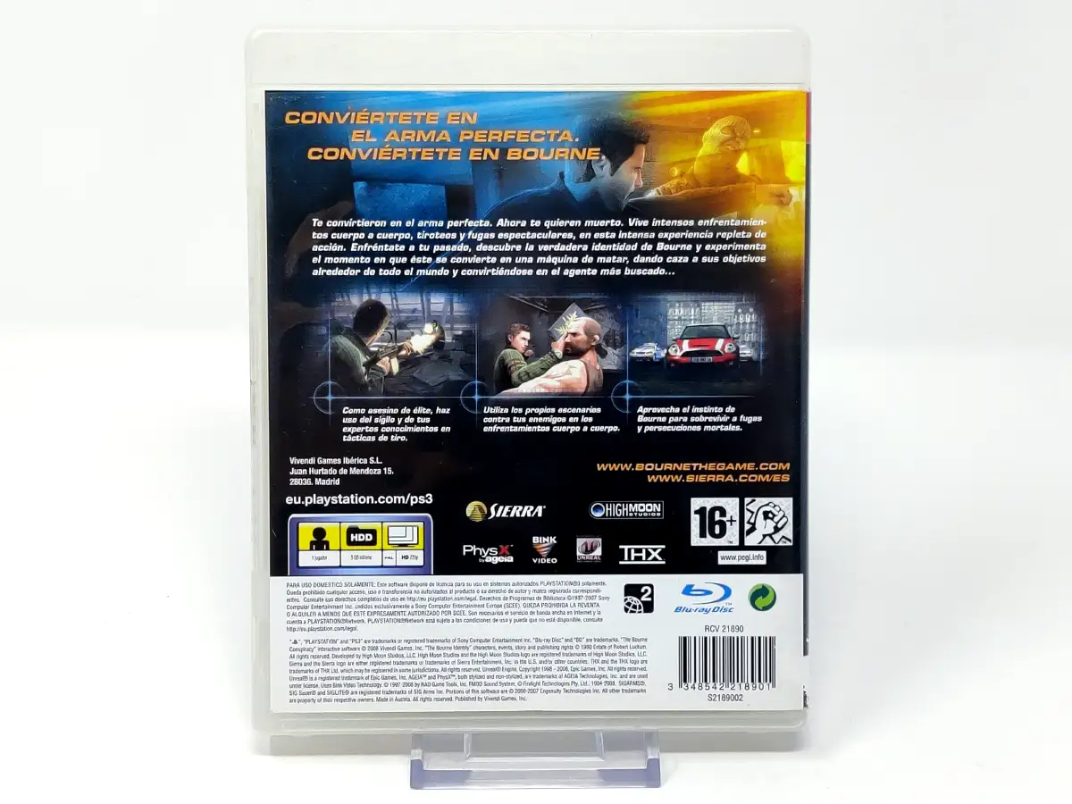 Parte trasera de La Conspiración de Bourne (ESP) (Rebajado) para PlayStation 3, edición PAL España