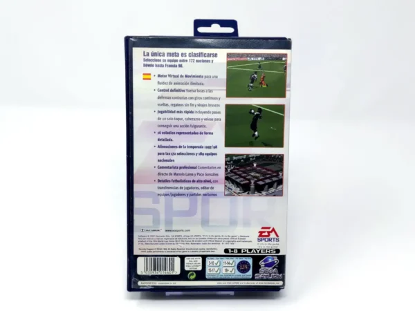 Parte trasera de FIFA: Rumbo al Mundial 98 (ESP) para Sega Saturn, edición PAL España