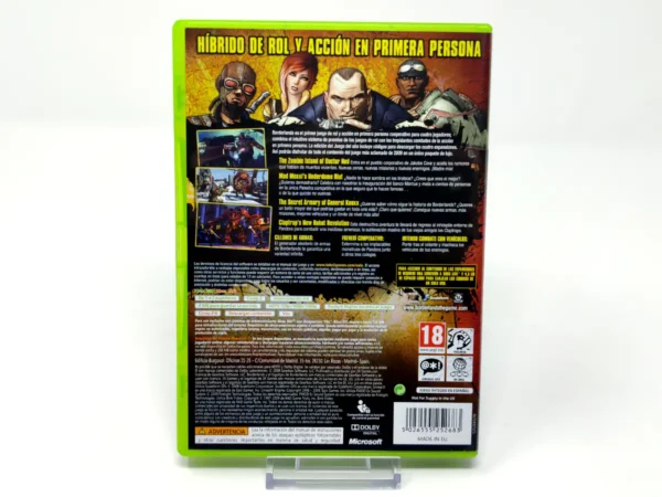 Parte trasera de Borderlands (GOTY) (ESP) para XBOX 360, edición PAL España