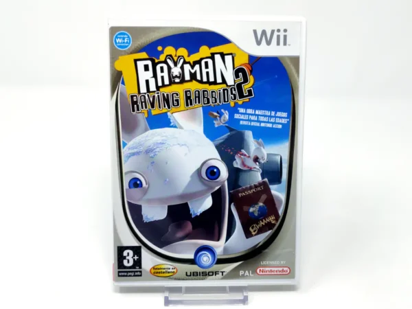 Portada de Rayman Raving Rabbids 2 (ESP) para Nintendo Wii, edición PAL España, de segunda mano