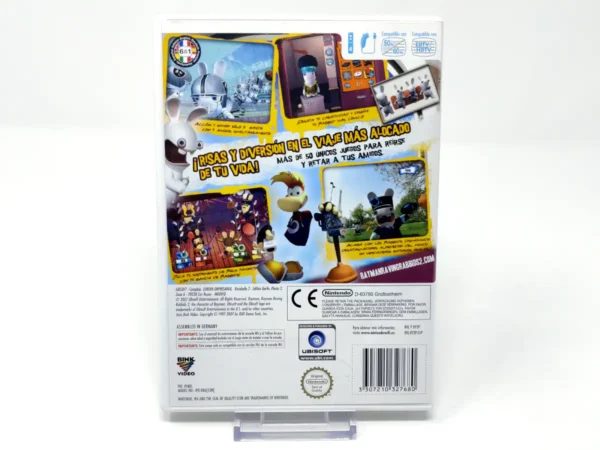 Parte trasera de Rayman Raving Rabbids 2 (ESP) para Nintendo Wii, edición PAL España