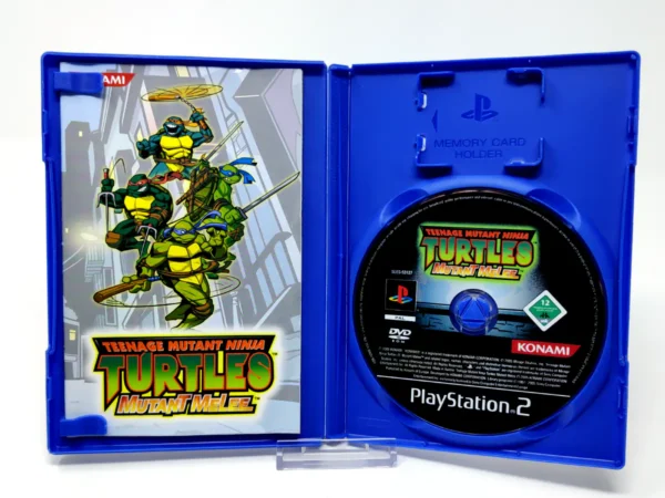 Interior del juego Teenage Mutant Ninja Turtles: Mutant Melee (ESP) para PlayStation 2 con disco y manual