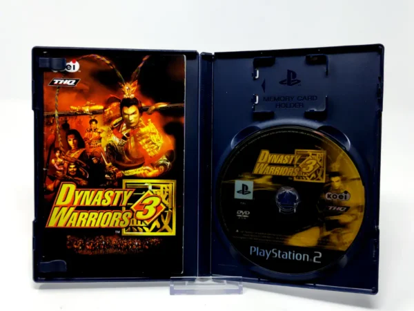 Interior del juego Dynasty Warriors 3 (ESP) para PlayStation 2 con disco y manual