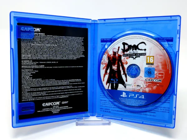 Interior del juego DmC: Devil May Cry: Definitive Edition (ESP) para PlayStation 4 con disco y manual