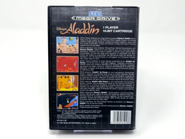 Parte trasera de Disney's Aladdin (ESP) (Rebajado) para Sega Mega Drive, edición PAL España