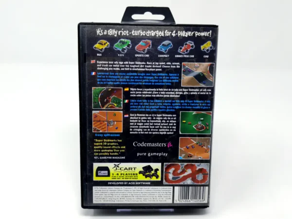Parte trasera de Super Skidmarks (ESP) para Sega Mega Drive, edición PAL España