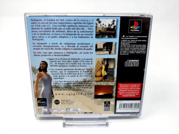 Parte trasera de Egipto II: La Profecía de Heliópolis (ESP) para PlayStation 1, edición PAL España