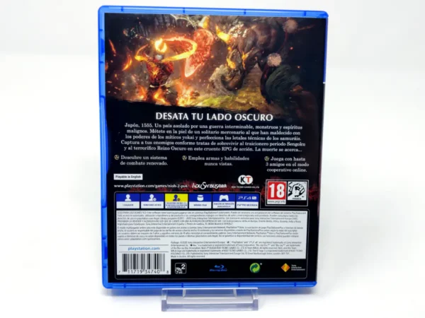 Parte trasera de Nioh 2 (ESP) para PlayStation 4, edición PAL España