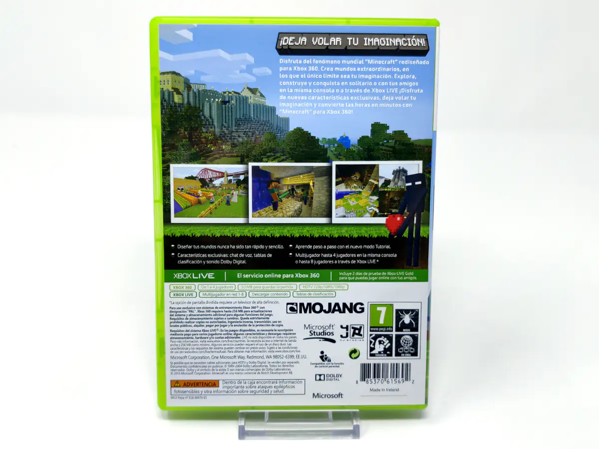 Parte trasera de Minecraft (XBOX 360 Edition) (ESP) para XBOX 360, edición PAL España
