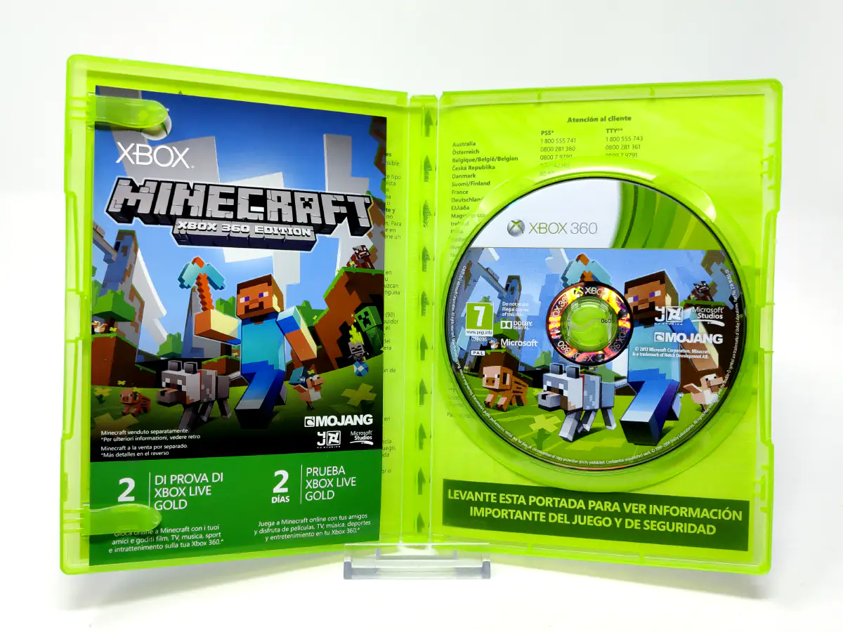 Interior del juego Minecraft (XBOX 360 Edition) (ESP) para XBOX 360 con disco y manual