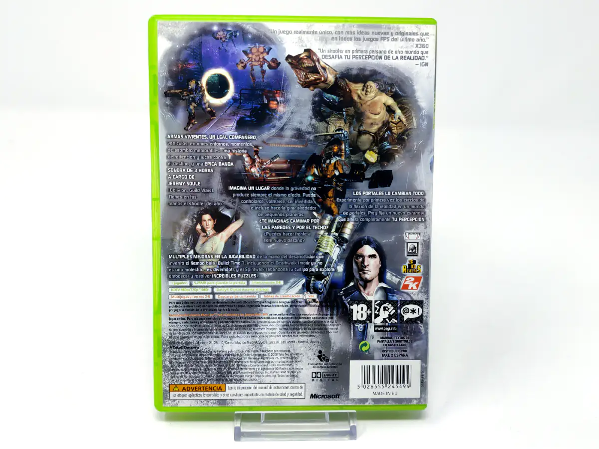 Parte trasera de Prey (2006) (ESP) para XBOX 360, edición PAL España