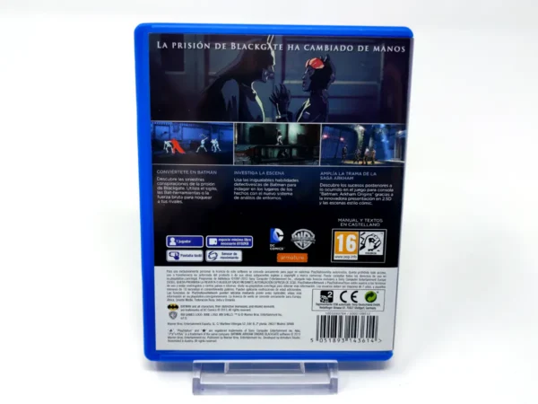Parte trasera de Batman: Arkham Origins Blackgate (ESP) para PS Vita, edición PAL España