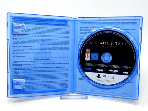 Interior del juego A Plague Tale: Innocence (ESP) para PlayStation 5 con disco y manual