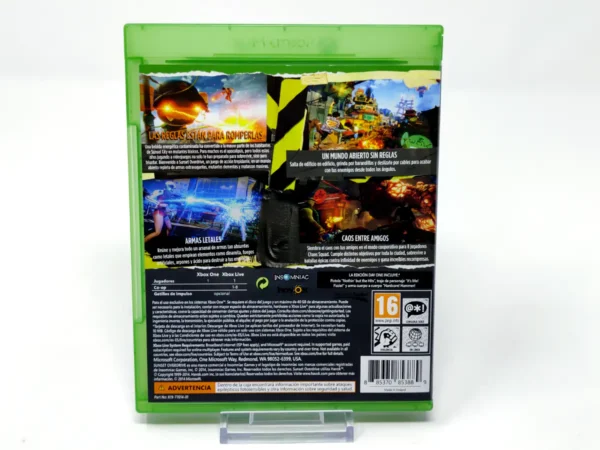 Parte trasera de Sunset Overdrive (Day One Edition) (ESP) para XBOX One, edición PAL España