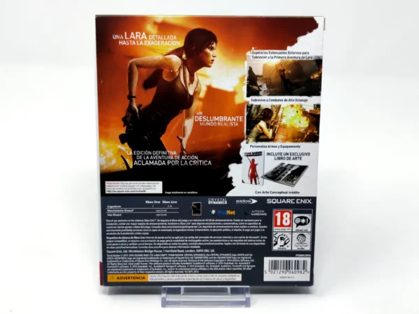Parte trasera de Tomb Raider: Definitive Edition (ESP) para XBOX One, edición PAL España