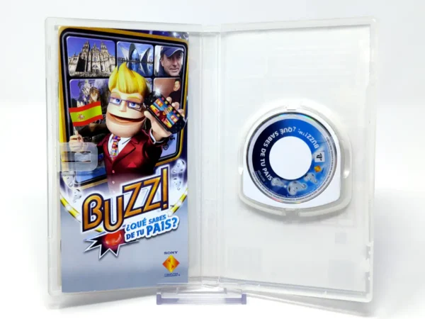 Lateral de la caja de Buzz! ¿Qué Sabes de tu País? (ESP) (Essentials) para PSP