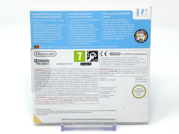 Parte trasera de Wii Sports (ESP) (v2) (Cartoncillo) para Nintendo Wii, edición PAL España