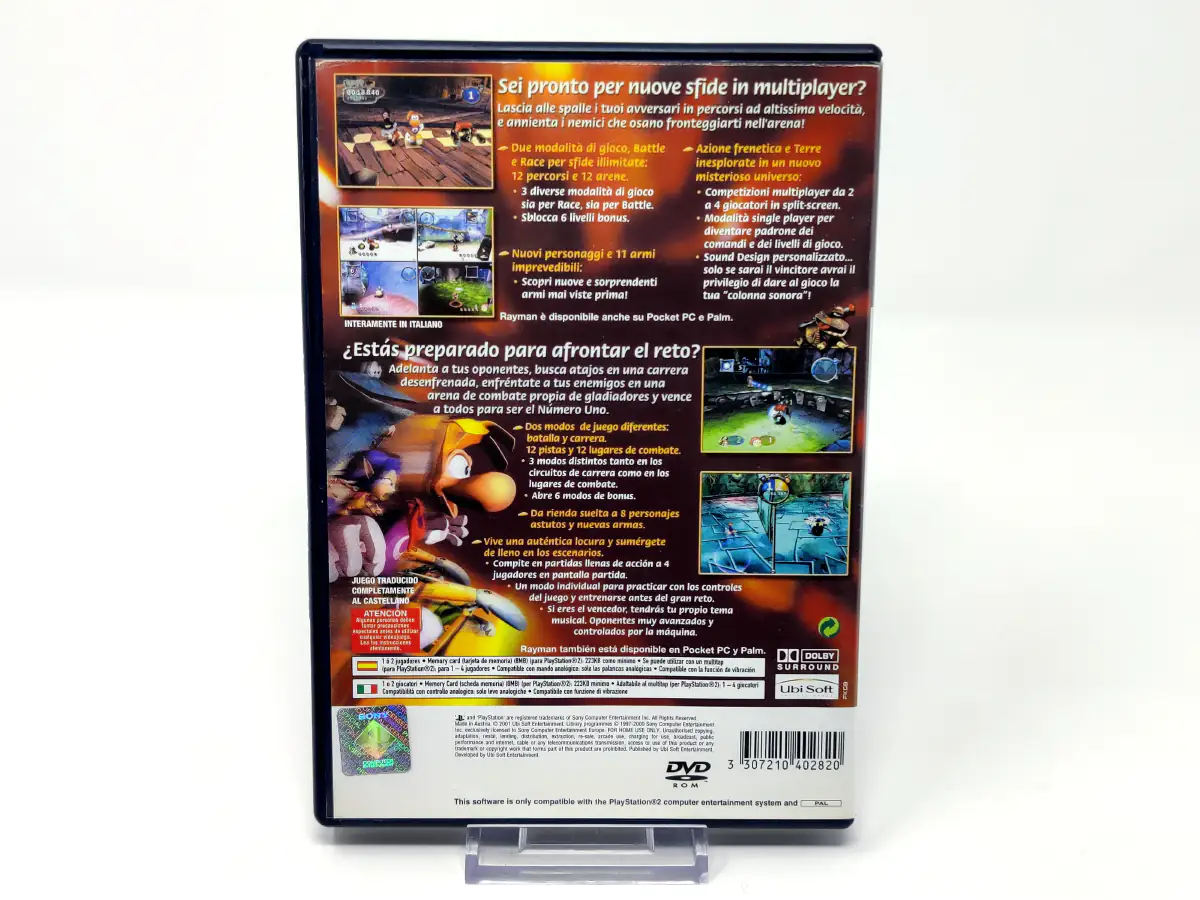 Parte trasera de Rayman M (ESP) para PlayStation 2, edición PAL España