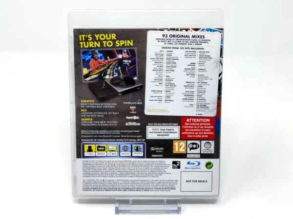 Parte trasera de DJ Hero (EUR) para PlayStation 3, edición PAL EUR