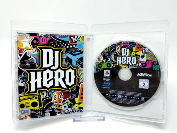 Interior del juego DJ Hero (EUR) para PlayStation 3 con disco y manual